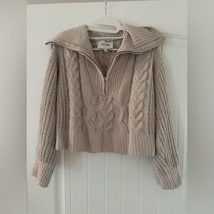 Pink Rose Women's Cowl Neck Sweater - Tan
